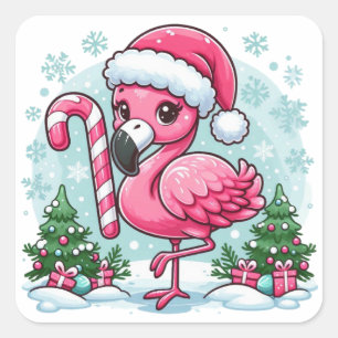 Adesivo Quadrado Clipart-10424 do Christmas Flamingo Sublimation