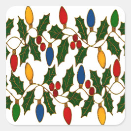 Adesivo Quadrado Cloisonne Art Christmas Lights and Holly