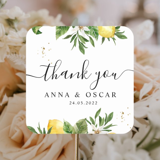 Adesivo Quadrado Cloridro Amarelo Moderno e Folha (Criador carregado)