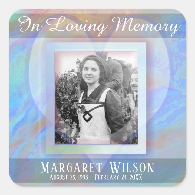 Adesivo Quadrado Cloud Rainbow Memorial - Adicionar Foto (Frente)