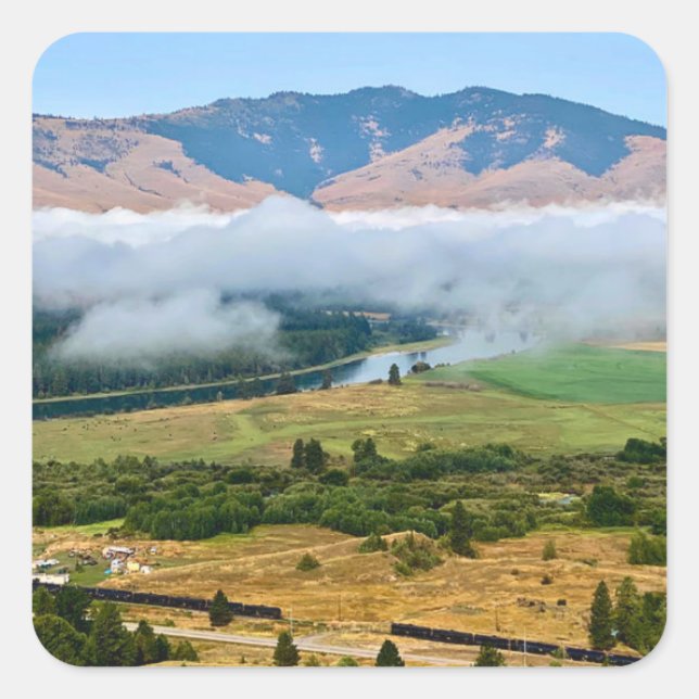 Adesivo Quadrado Clouds Over Flathead River (Frente)