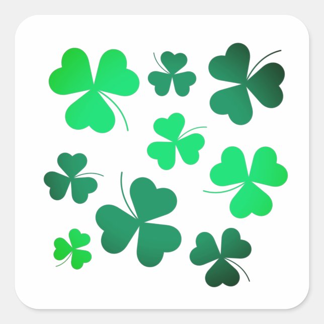 Adesivo Quadrado Clover Shamrock Dia de São Patrício verde irlandês (Frente)