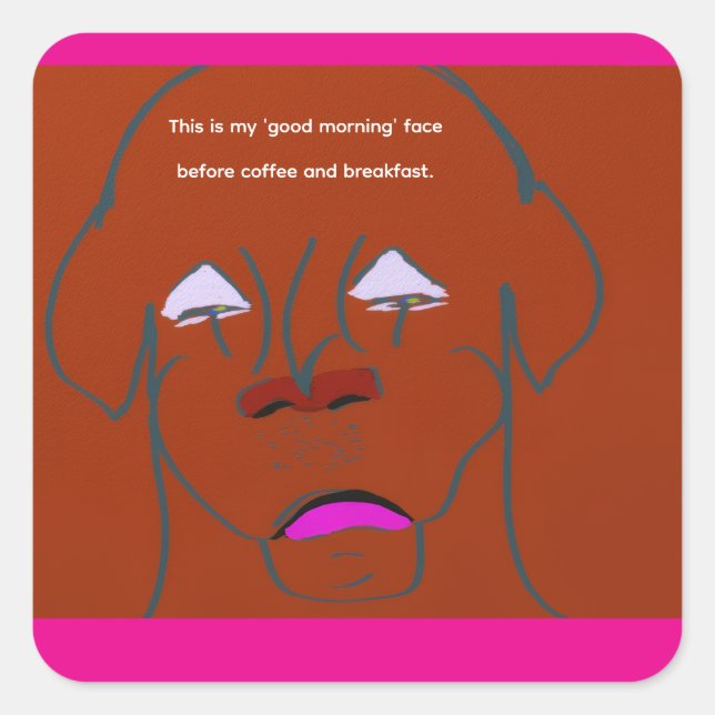 Adesivo Quadrado Clown-Faced Dog Cartoon Sketch (Frente)