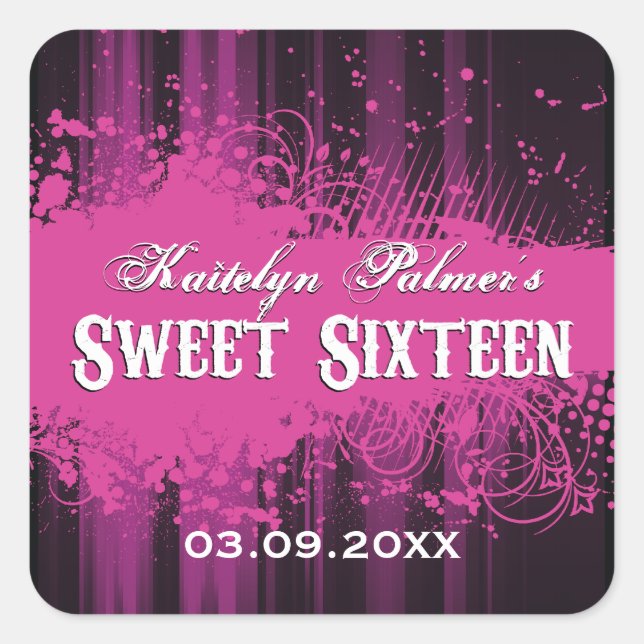 Adesivo Quadrado Club Flyer Look Sweet 16 Sticker (Frente)