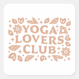 Adesivo Quadrado Clube de amantes de yoga grupo de aula de meninas