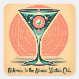 Adesivo Quadrado Clube de Coquetel Martini Atômico com Entrelaçamen