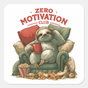 Adesivo Quadrado Clube de Motivação Zero Preguiça Relaxando na Polt