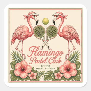 Adesivo Quadrado Clube de Padel Flamingo Vintage Miami Flórida Quad