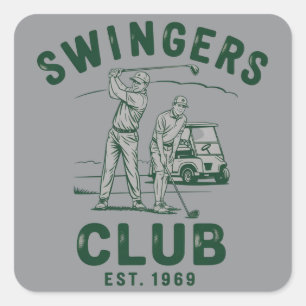 Adesivo Quadrado Clube de Swingers Engraçado Sarcástico Golfe Golfi