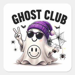 Adesivo Quadrado Clube dos Fantasmas Carinha Engraçada de Fantasma