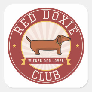 Adesivo Quadrado Clube Doxie Vermelho Amante do Cachorro Wiener Dac