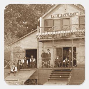 Adesivo Quadrado Clube Fox River Club, de 1880, Pesca Elgin