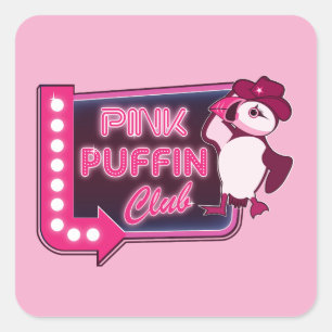 Adesivo Quadrado Clube Pink Puffin