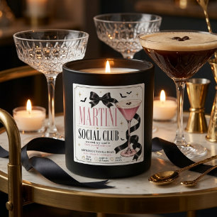 Adesivo Quadrado Clube Social de Martini de Luxo Coquette Halloween