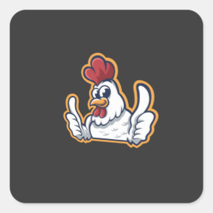 Adesivo Quadrado Clucky, o Galinha Cheerful