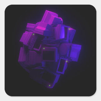 Adesivo Quadrado Cluster de Monitores Flutuantes - Aesthet de Neon 