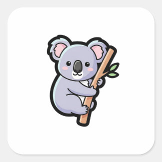 Adesivo Quadrado Coala Brincalhão – Ilustração Fofa Kawaii