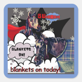 Adesivo Quadrado cobertores de burros em cavalos cômicos