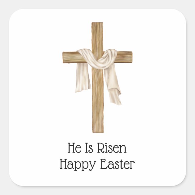 Adesivo Quadrado Cobertura de Turim Páscoa Cruzada Cristã Religiosa (Frente)