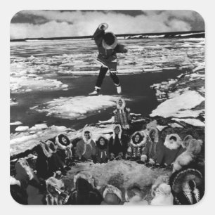 Adesivo Quadrado Cobertura eskimo dos EUA Alaska do vintage que