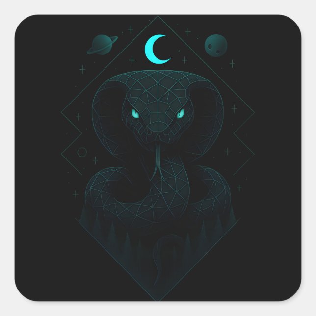 Adesivo Quadrado Cobra Astral - Poder da Espiral Cósmica (Frente)