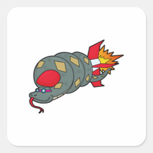 Adesivo Quadrado Cobra com foguete