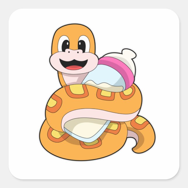 Adesivo Quadrado Cobra com garrafa de bebê (Frente)