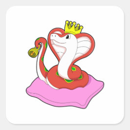 Adesivo Quadrado Cobra como Rei com Coroa