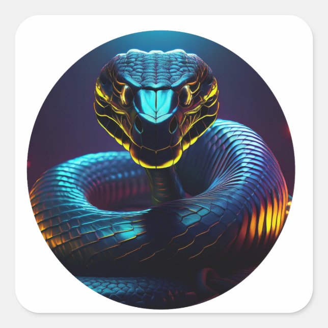 Adesivo Quadrado cobra De Cobra Negra Na Sua Cara (Frente)