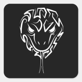 Adesivo Quadrado Cobra de Tribal Negro e Branco