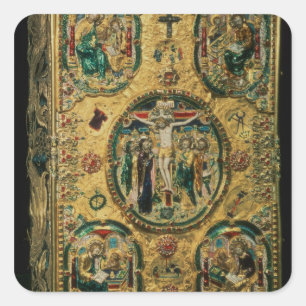 Adesivo Quadrado Cobrir do evangelho, ouro com repousse
