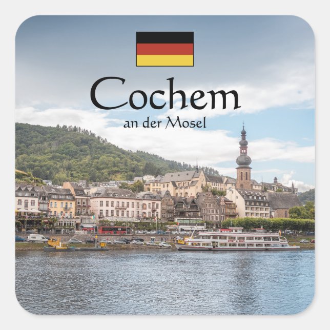 Adesivo Quadrado Cochem Alemanha Souvenir (Frente)
