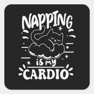 Adesivo Quadrado Cochilando É Meu Cardio Design Simples e Divertido