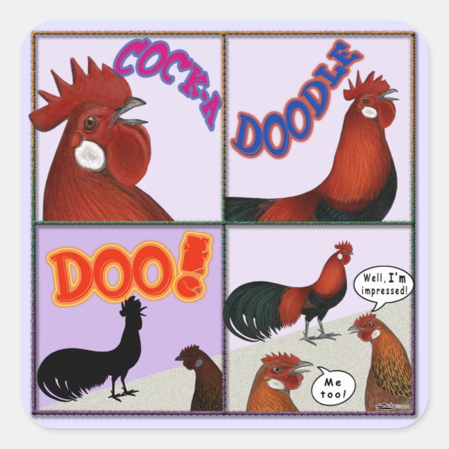 Adesivo Quadrado Cock-A-Doodle-Doo! (Frente)
