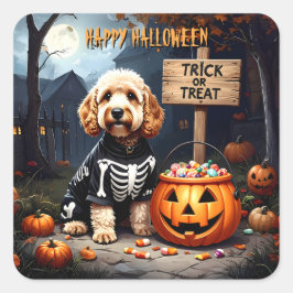Adesivo Quadrado Cockapoo Halloween