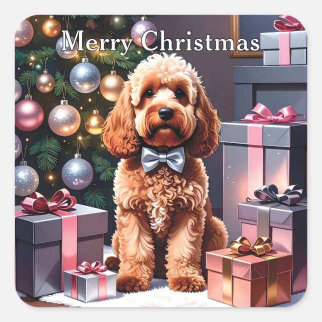 Adesivo Quadrado Cockapoo Natal (Frente)