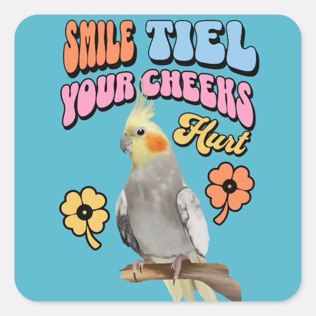 Adesivo Quadrado Cockatiel Parrot Cheio (Frente)