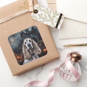 Adesivo Quadrado Cocker Spaniel Halloween Scary