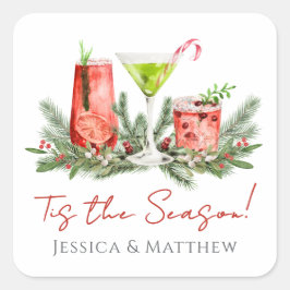 Adesivo Quadrado Cocktails Festivos para Casais no Natal