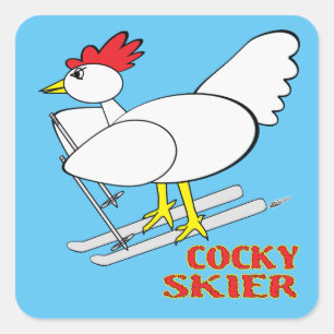 Adesivo Quadrado Cocky Skier