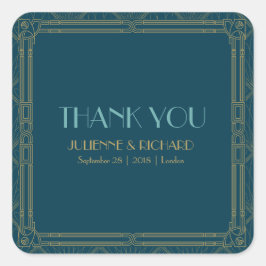 Adesivo Quadrado Coco | Art Deco Style Casamento "Obrigado"