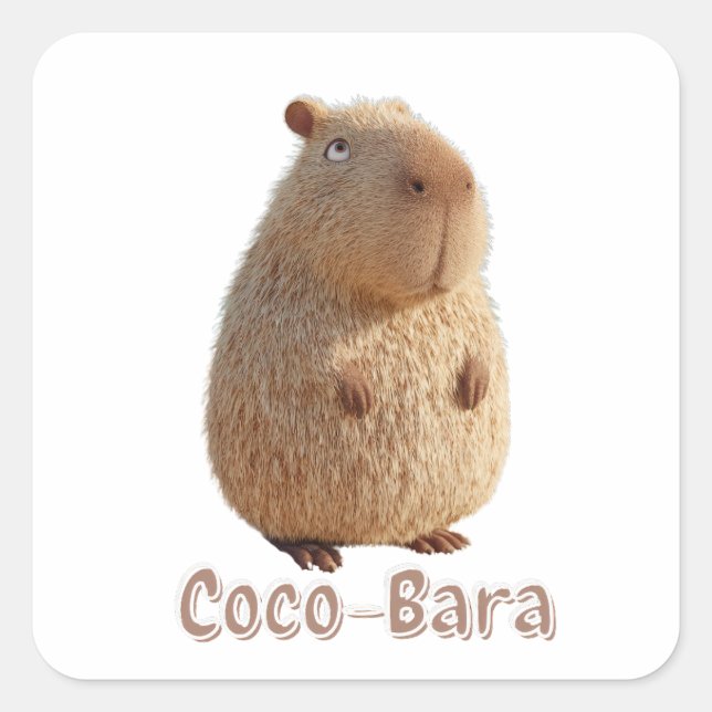 Adesivo Quadrado Coco-Bara Vibes. Capybara Core: Couto de Coco (Frente)
