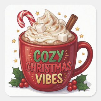 Adesivo Quadrado Cocoa de Natal Aconchegante Alegria de Inverno