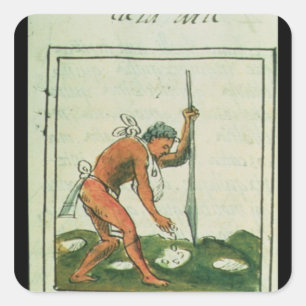 Adesivo Quadrado Codex florentino por Bernardino de Sahagun