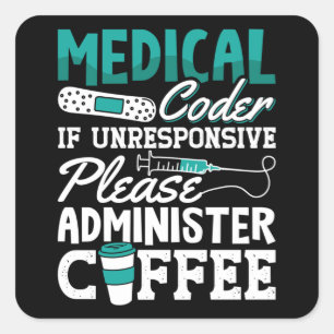 Adesivo Quadrado Codificação Médica do Codificador de Café Assisten