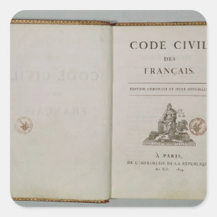 Adesivo Quadrado Codifique civil, aberto no titlepage, 1804