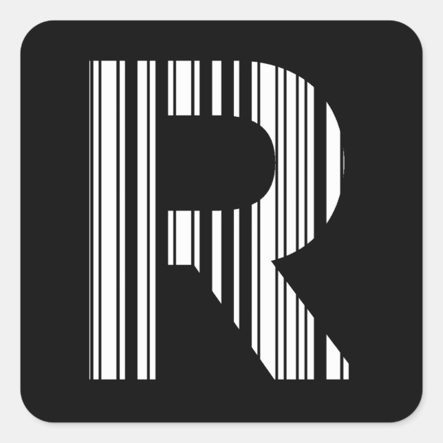 Adesivo Quadrado CÓDIGO DE BAR LETRA R Primeiro Padrão de Código de (Frente)