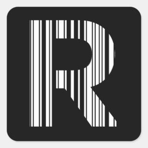 Adesivo Quadrado CÓDIGO DE BAR LETRA R Primeiro Padrão de Código de