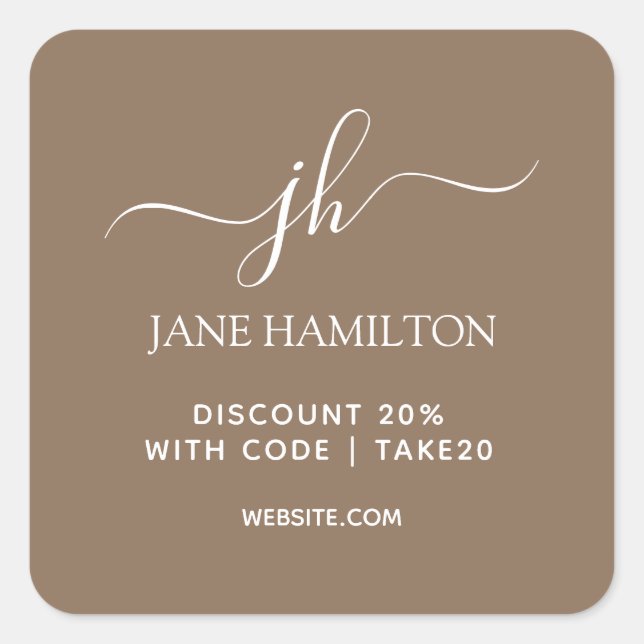 Adesivo Quadrado Código de desconto de encapsulamento para pequenas (Frente)