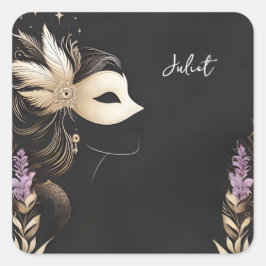 Adesivo Quadrado Código de Vestuário Baile de Máscaras Festa de Cas